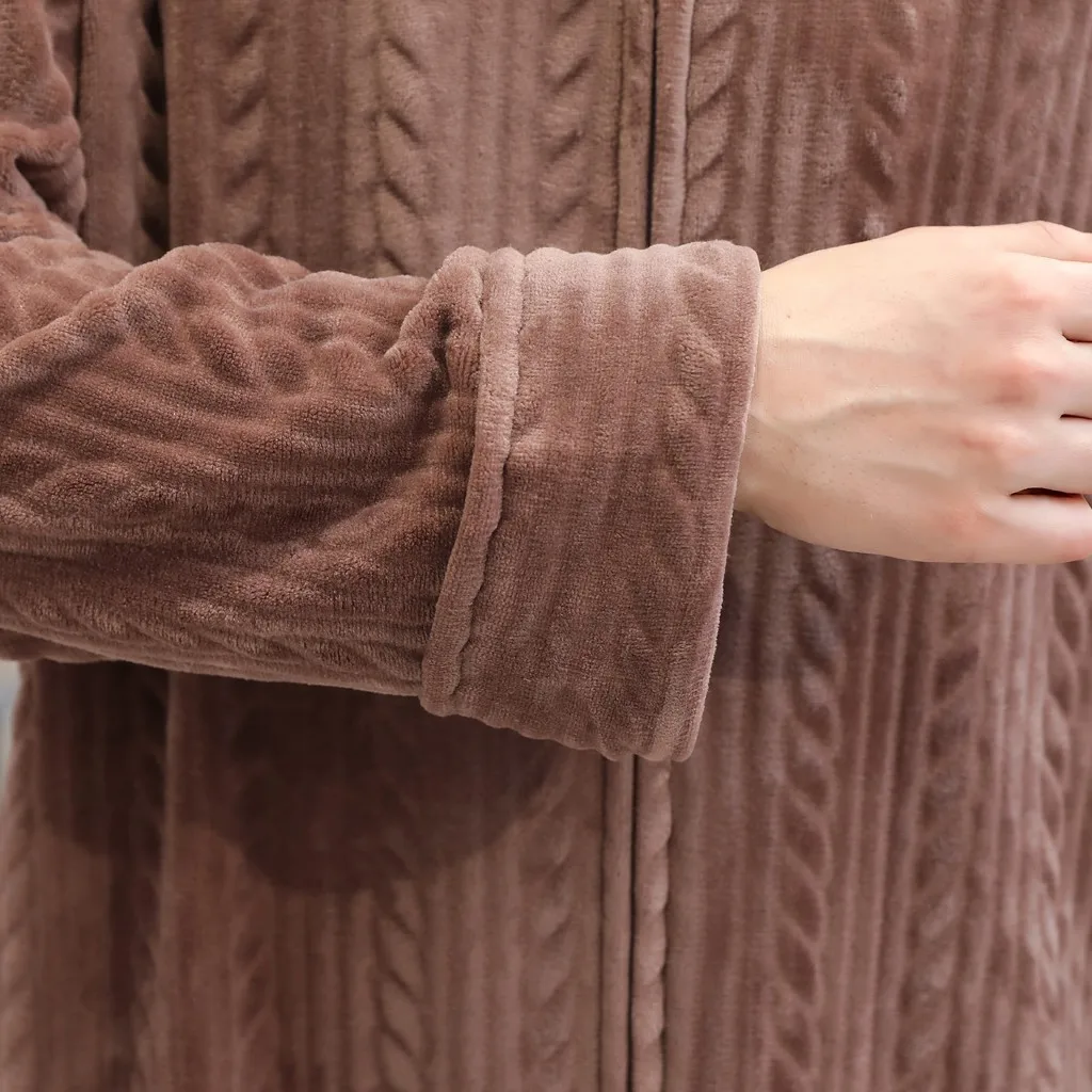 Пары для мужчин с капюшоном удлиненный халат на молнии Домашняя одежда длинными