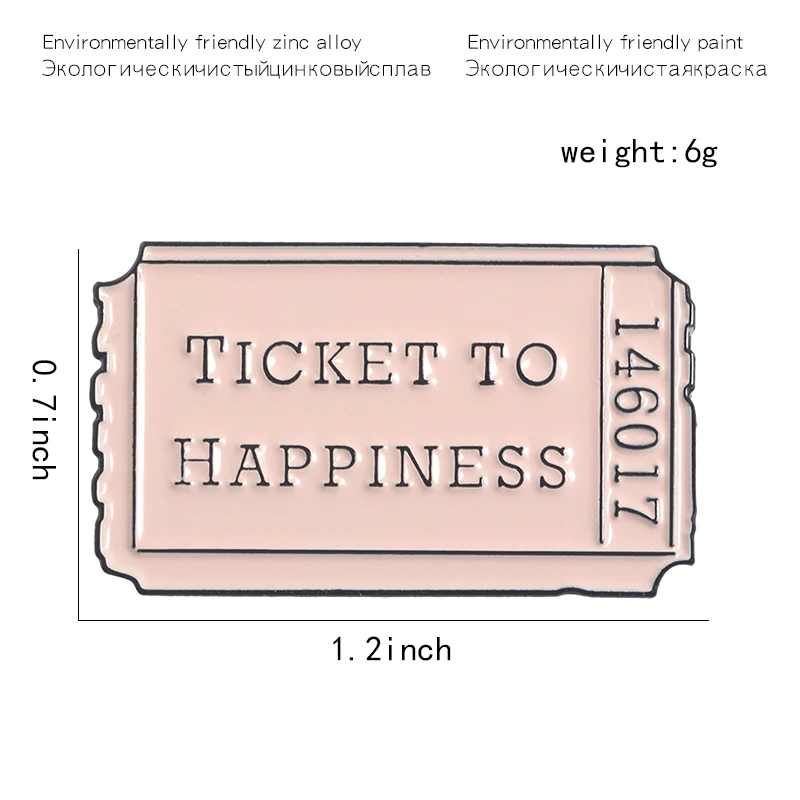 Эмалированные значки билет на счастье в любом месте удачу очаровательные броши