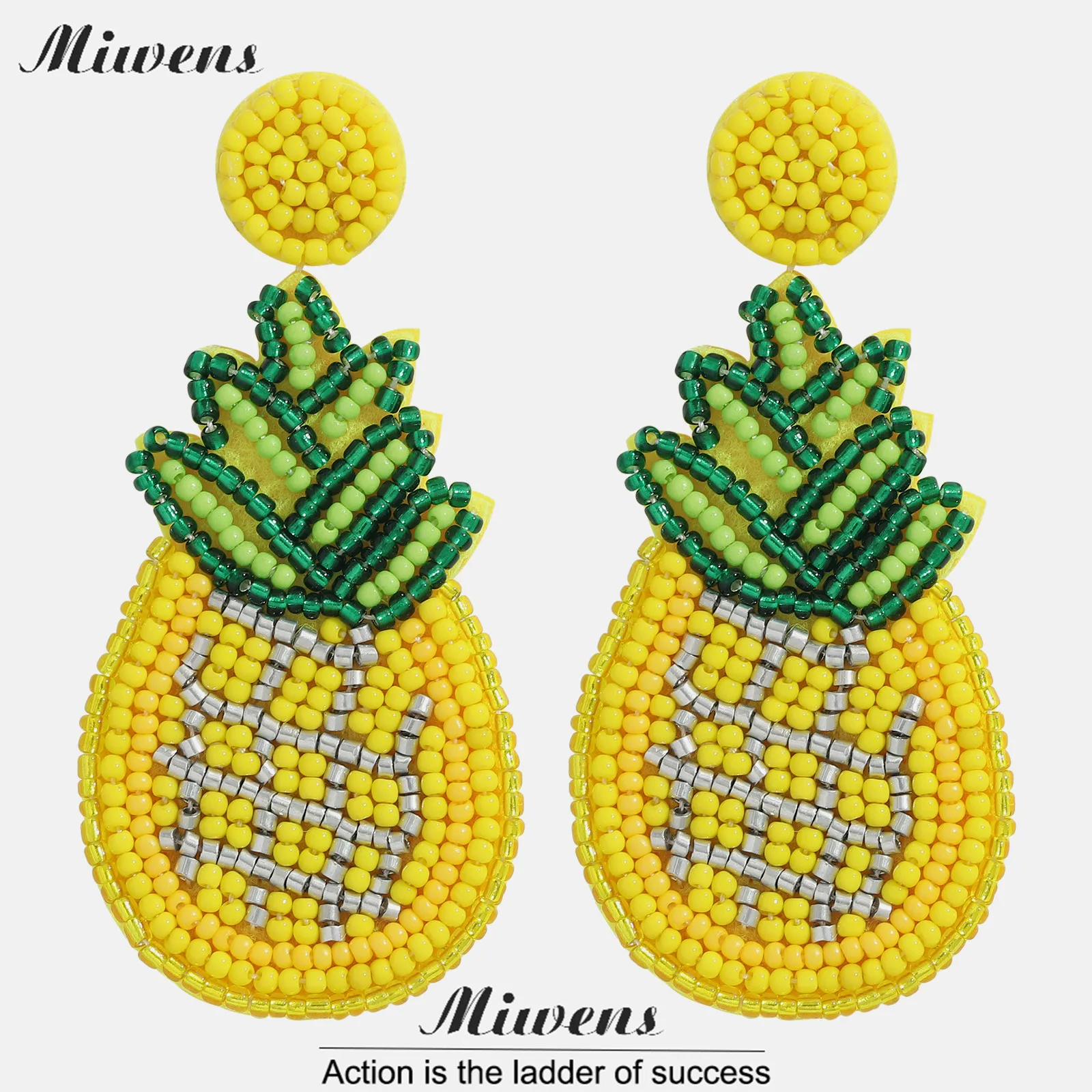 

Miwens этнические бусины ручной работы ананас Висячие серьги-капли для женщин летний дизайн фрукты массивные Подвесные серьги ювелирные изде...