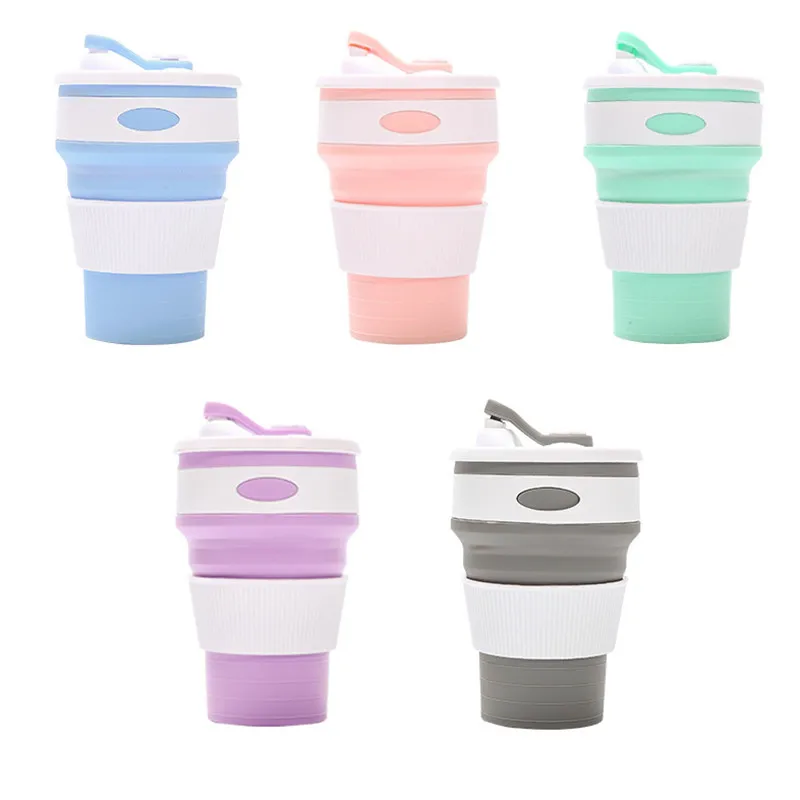 Складная Силиконовая кружка 350 мл портативная Телескопическая Кружка для кофе