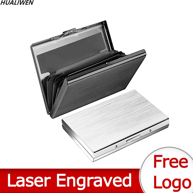 

Laser Engraved LOGO Luxury Business Card Case Credit Card Holder Men's Protection ID Card Holder Women Rfid Aluminum Wallet