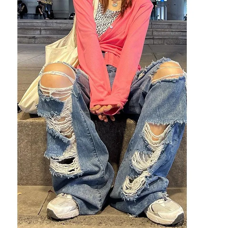 

Новое поступление, летние женские свободные повседневные Универсальные Длинные джинсы на пуговицах, хлопковые джинсовые брюки с широкими ...