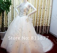 free shipping 2016 diamond waist dress handmade best crystal curtain decoration sexy lace transparent custom size wedding dress
