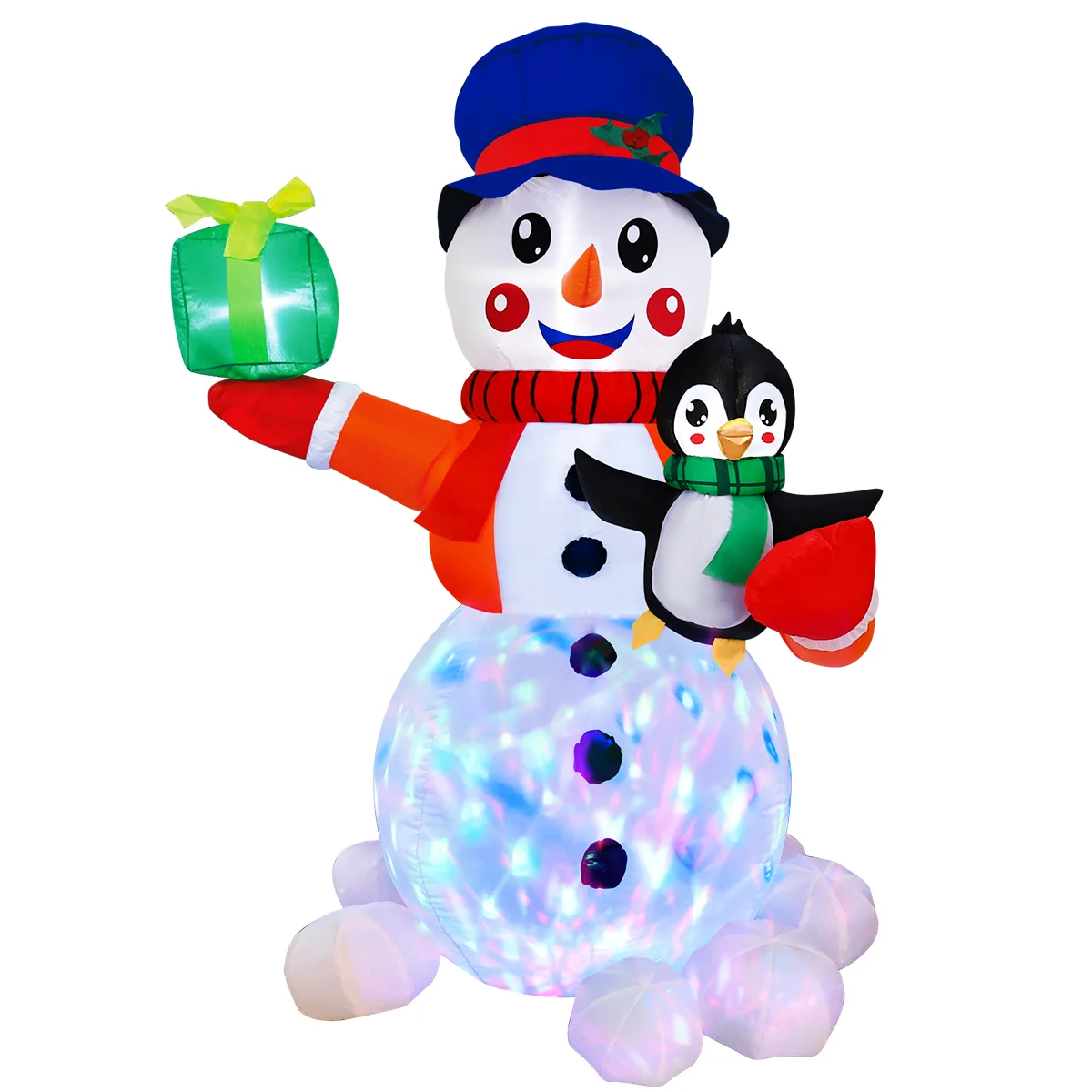 

UNOMOR 6FT Christmas Inflatable Snowman with Penguin LED Light Blown Ornament for Yard Park Xmas Party Decoration US Plug