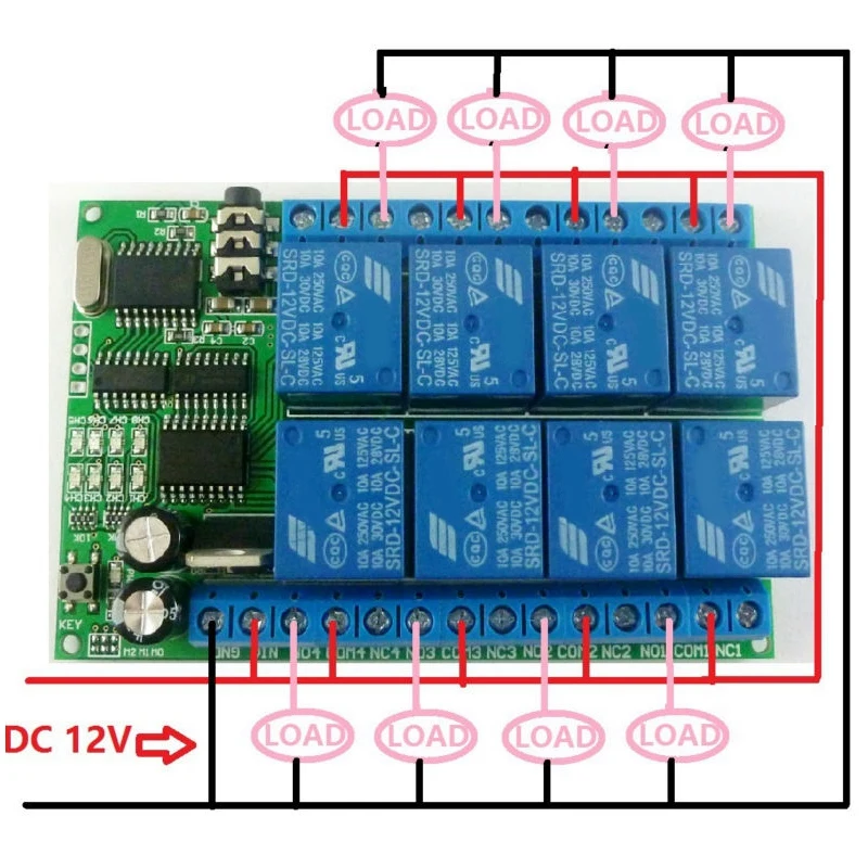 AD22A08 DC12V 8 каналов DTMF реле MT8870 декодер телефон пульт дистанционного управления