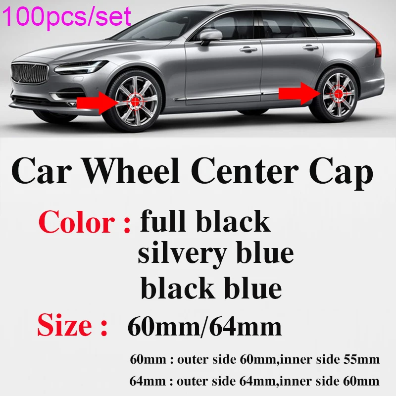 

100pcs Car Wheels Hub Covers 60mm 64mm Car Wheel Center Hub Caps for XC90 XC70 XC60 V40 V50 V60 V70 V90 S40 S50 S60 S70