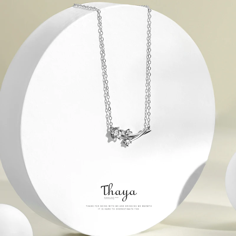 Thaya Dandelion Engagement Jewelry Sets 100% 925 Sterling Silver Zircon White Ring Necklace Sets for Women Elegant Jewelry