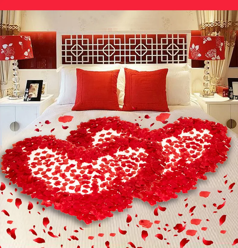 

3000 Pcs Fake Silk Artificial Flower Valentines Day Rose Petals for Special Romantic Nights Proposal Weddings Room Decorations