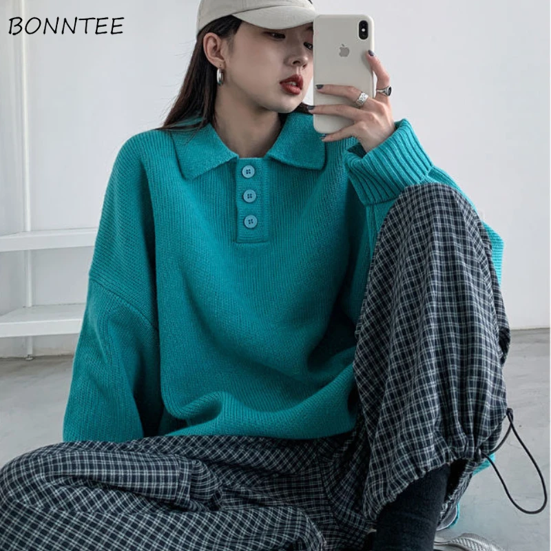 

Pent Sets Women Harajuku Korean Style Turn-down Collar Casual Full Length Spring Teens Trouser Outfits Loose Leisure Streetwear