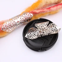 5 pcs flower pattern adjustable gold metal hair tube beads rings cuffs hair accessories dreadlocks cuff clip hair jewelry