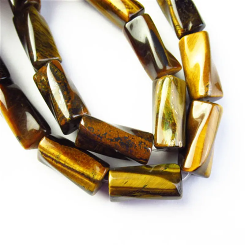 

(Free Shipping) 1Strand 78.6g Natural Yellow Tiger Eye Twisted Shape 22x10mm Loose Beads 15.5 " SK60247