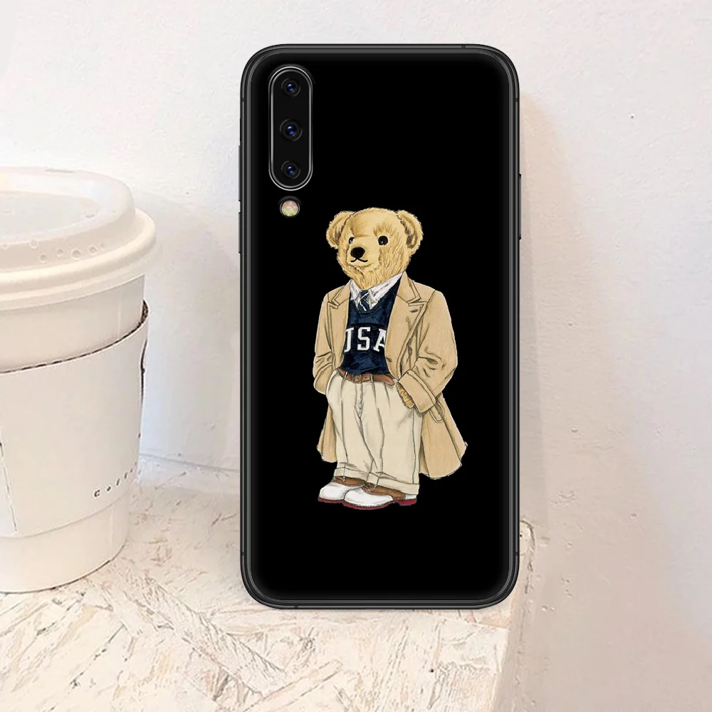 

Italy cartoon Bear Phone Case For Samsung Galaxy A 3 5 7 8 10 20 20E 21S 30 30S 40 50 51 70 71 black Cell Painting Waterproof