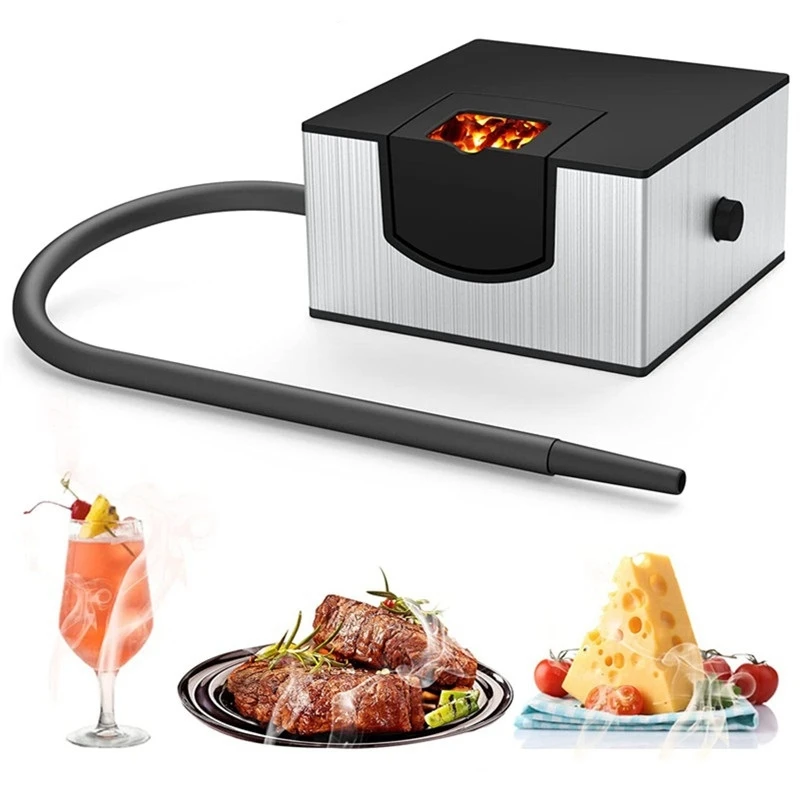 

Курительный пистолет для еды, напитков, холодная древесная стружка, дымовой инфузор, Мини Портативный коптильня для сжигания мяса, коптильн...