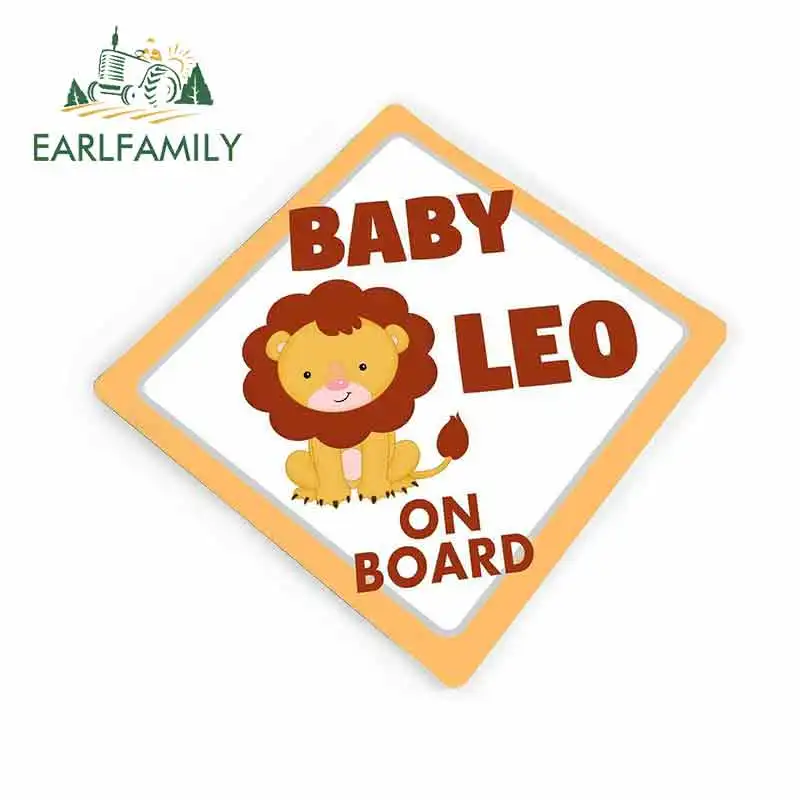 EARLFAMILY 13 см x 12 мультяшная фотография милый маленький лев ребенок на борту