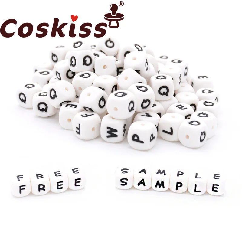 Coskiss-Cuentas de silicona de 12mm para manualidades, abalorios de letras del alfabeto, cuentas de silicona de grado alimenticio, collar de dentici&oacute;n, cuentas de enfermer&iacute;a, 20 Uds.-0