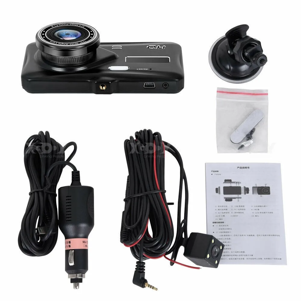 

50HZ/60HZ Car Dash Recorder And Rear Camera DVR Front Dual LCD Lens 1x Car Charger