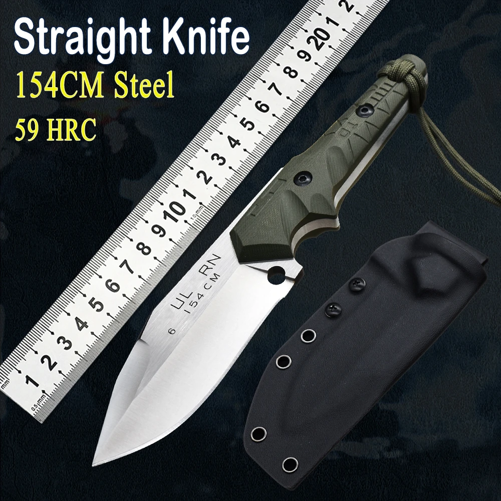 

High Hardness Straight Tactical Fixed Blade Pocket Non-Folding Outdoor Knife 154CM Steel Multifunctional Survival Camping Knife