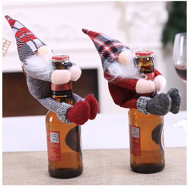 

Christmas Champagne Bottle Cover Dress Up Holiday Party Wine Bottle Cap Decor Home Living Room Decoration Ornaments Орнаменты