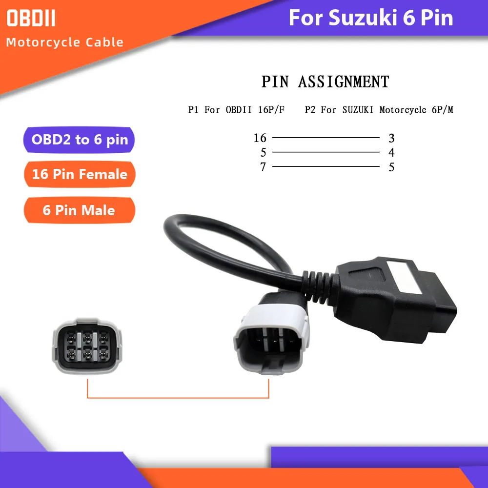 Кабель OBD2 для диагностики мотоцикла Honda 6Pin Suzuki KAWASAKI Ducadi 4Pin Yamaha 3Pin KYMCO |