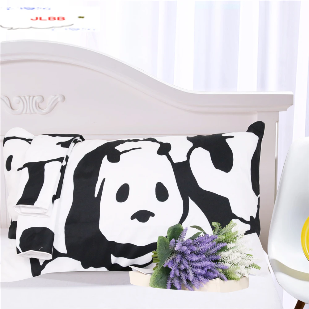 

2018 White Black Color duvet cover Set Twin Full Queen King Bedding Sets cartoon Panda Print Quilt cover 3d animal bedclothes