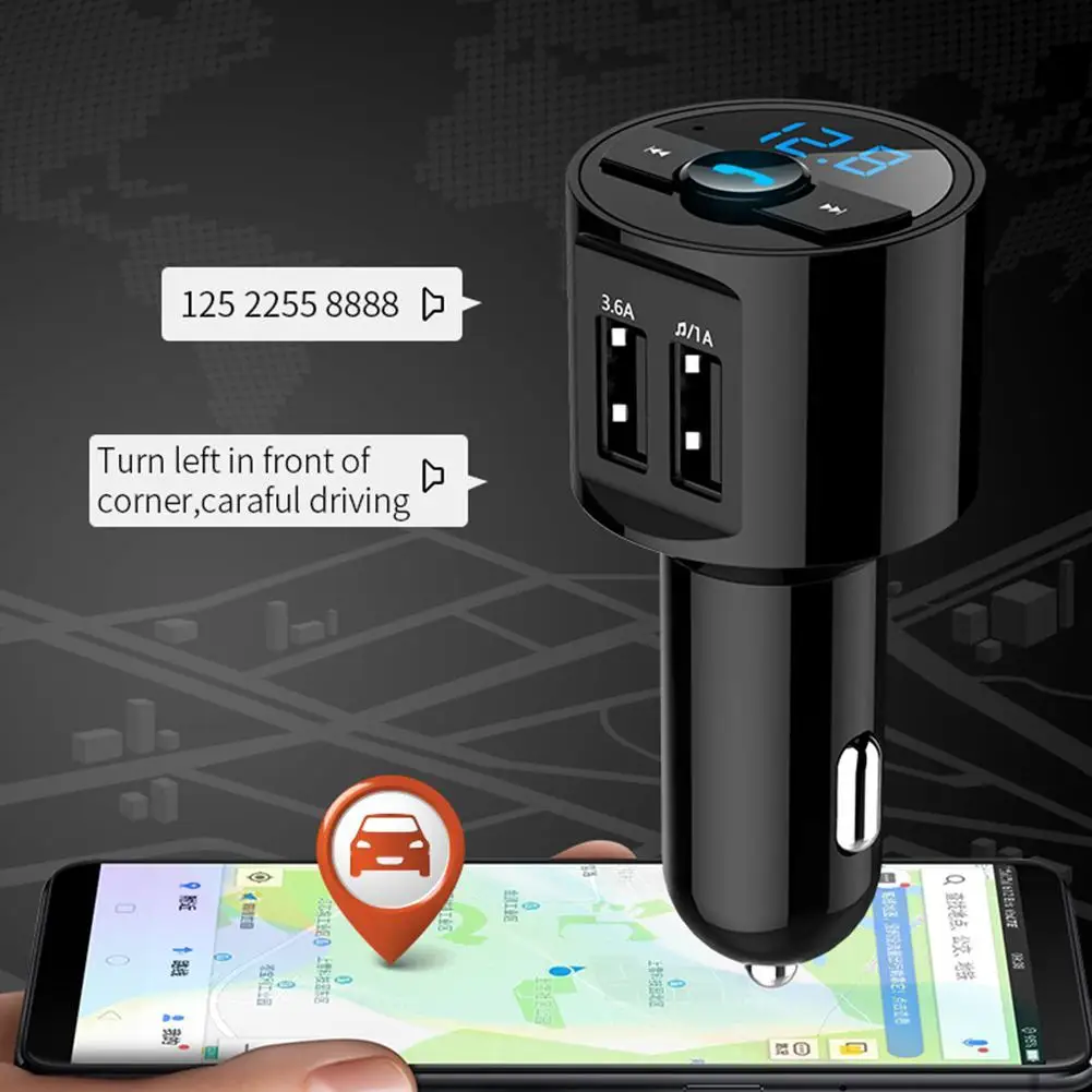 

3.6A Quick USB Charger Bluetooth Car Kit FM Transmitter modulator Audio Music Mp3 Player Phone Wireless Handsfree Carkit