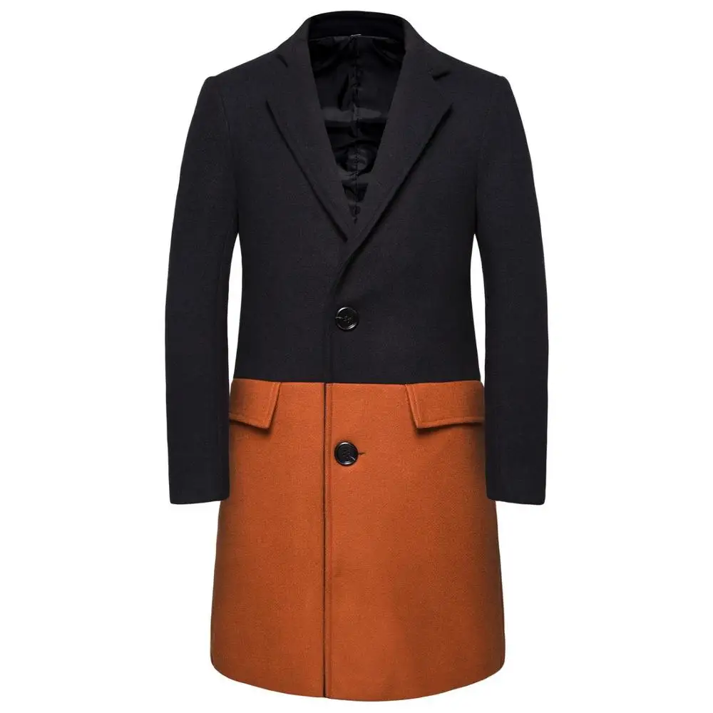 Шерстяное длинное мужское теплое Черное деловое пальто мужская стильная