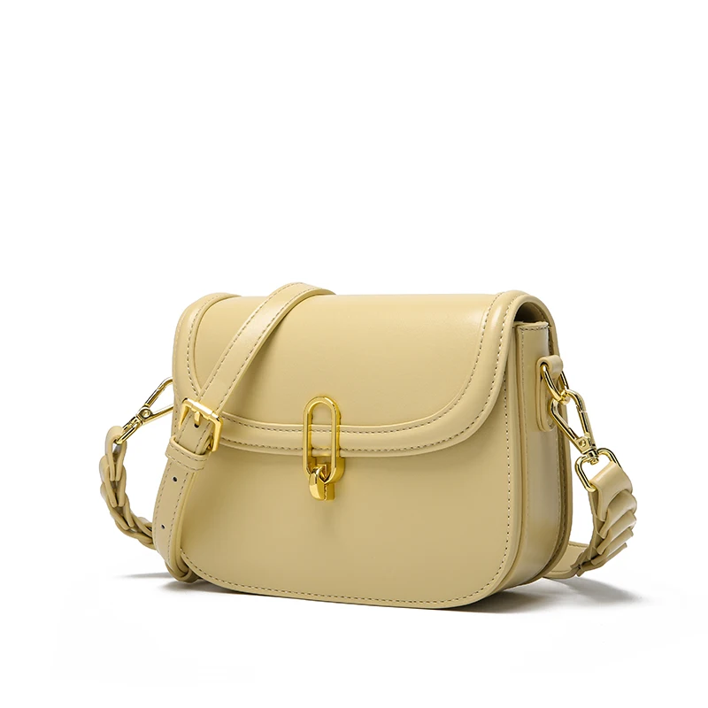 

Woven Shoulder Strap Design Women's 2021 Luxury Brand Travel Handbag Small PU Leather Shoulder Saddle Messenger Bag