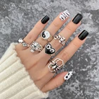 Комплект металлических геометрических колец Ins в стиле панк хип-хоп, Модные посеребренные игральные кости, Череп, голова, сердце, кольцо на палец, трендовые ювелирные изделия в стиле рок, подарок