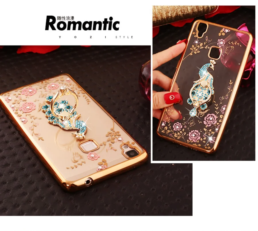 Bling палец кольцо кошка Павлин Из алмазов сверкающих держатель чехол для телефона