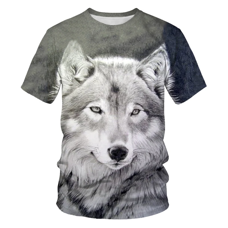

Wolf T-shirt graphics 3D printing snow wolf men's T-shirt outdoor casual fun shirt short sleeve summer new style 100-6XL