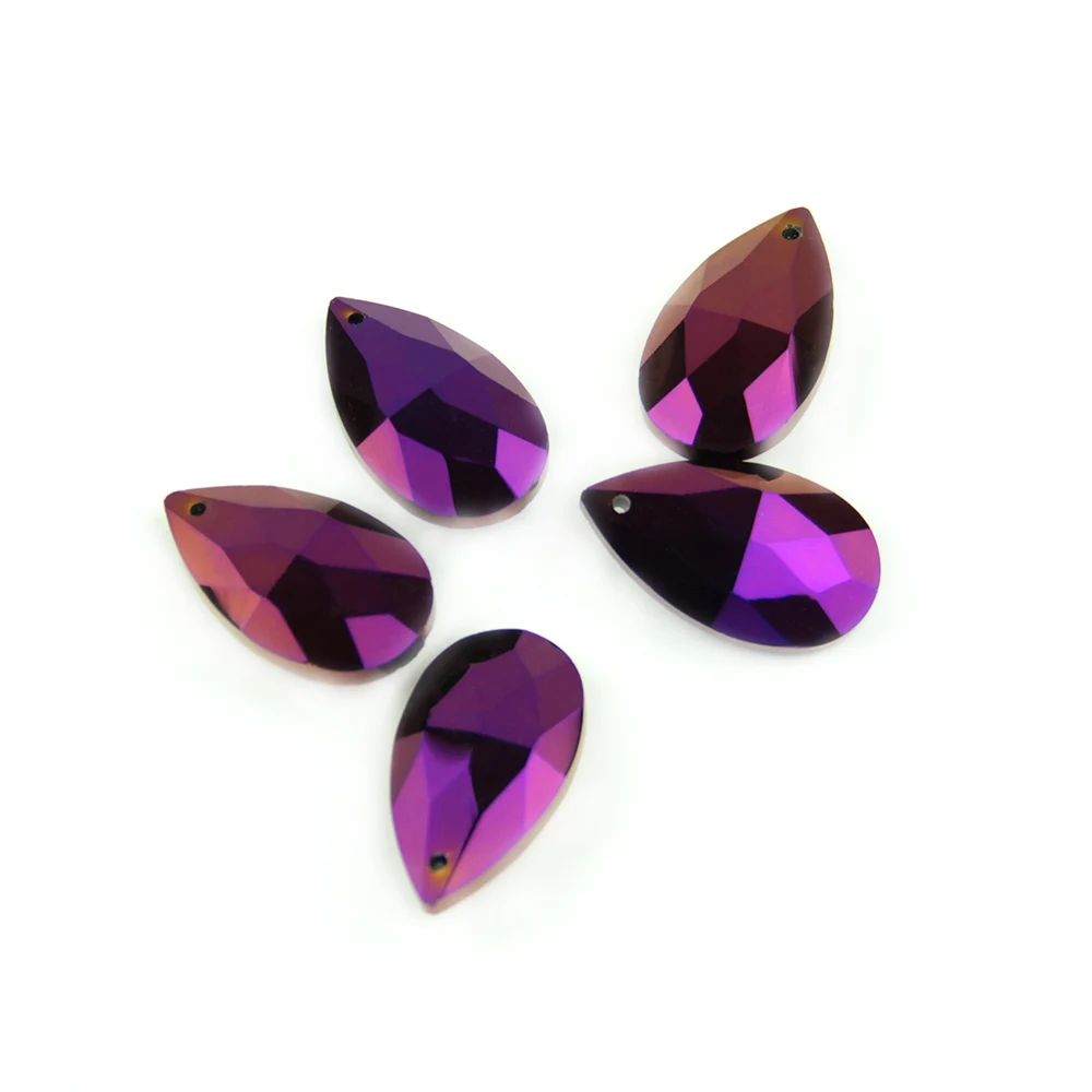 coating purple Hbl 10 шт. 38 мм Цветной хрустальные каплевидные части для люстры, из стекла призмы запасные аксессуары к осветительным приборам для украшения свадьбы - Цвет: coating purple