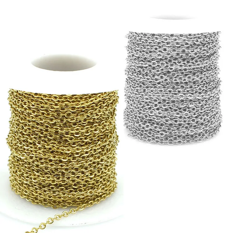 

2m/lot Stainless Steel Flatten O-chain Bulk Width 1.5/2mm Chain Necklace For DIY Jewelry Making Materials Accessories Wholesale