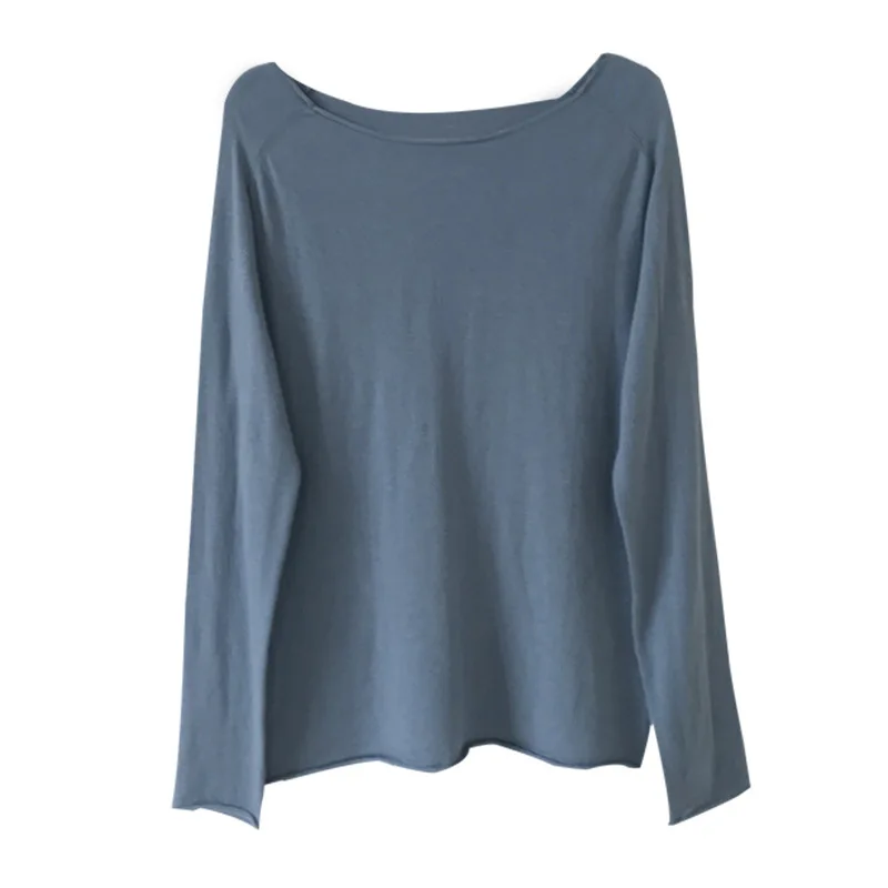 Slouchy Oversize Knitted Top Slash Neck Women Long Sleeve Knit Tops Sweater Pullovers Solid | Женская одежда