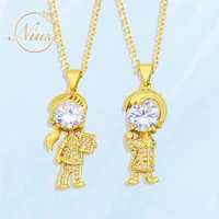 fashion creative couple necklaces for men women gold color luxury cute cartoon boy girl fine pendant necklace teen birthday gift