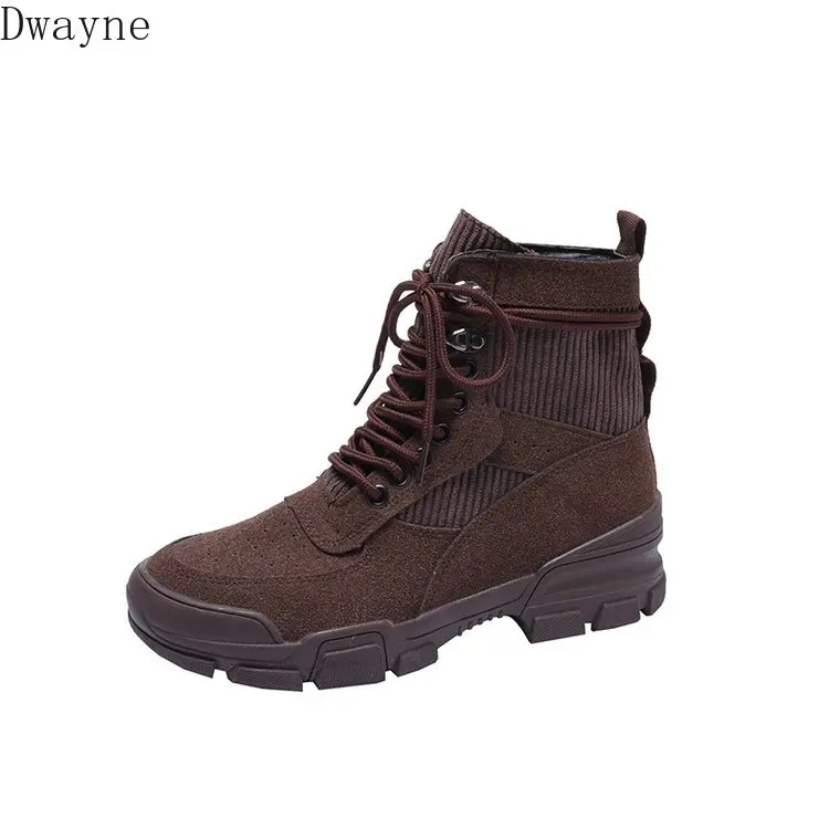 

High shoes female 2019 autumn and winter new single boots wild Martin boots female British wind thick boots short boots cotton b