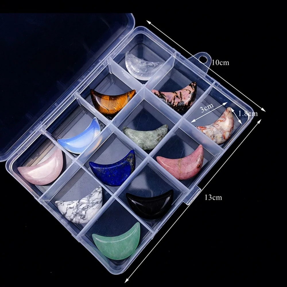 

Natural Crystal Agate Powder Tiger Eye Agate Mixed Color Suit Gemstone Bead Moon Handle 30mm Ornaments