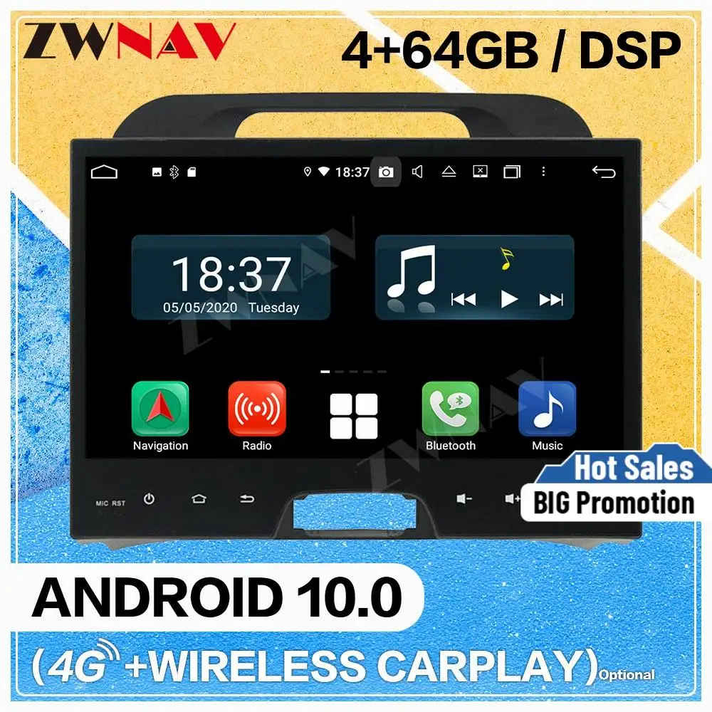

Автомобильное радио, стерео, 128 ГБ, Carplay, Android 10,0, автомобильный dvd-плеер с экраном, для Kia Sportage 2010, 2011, 2012, WiFi, GPS-навигация
