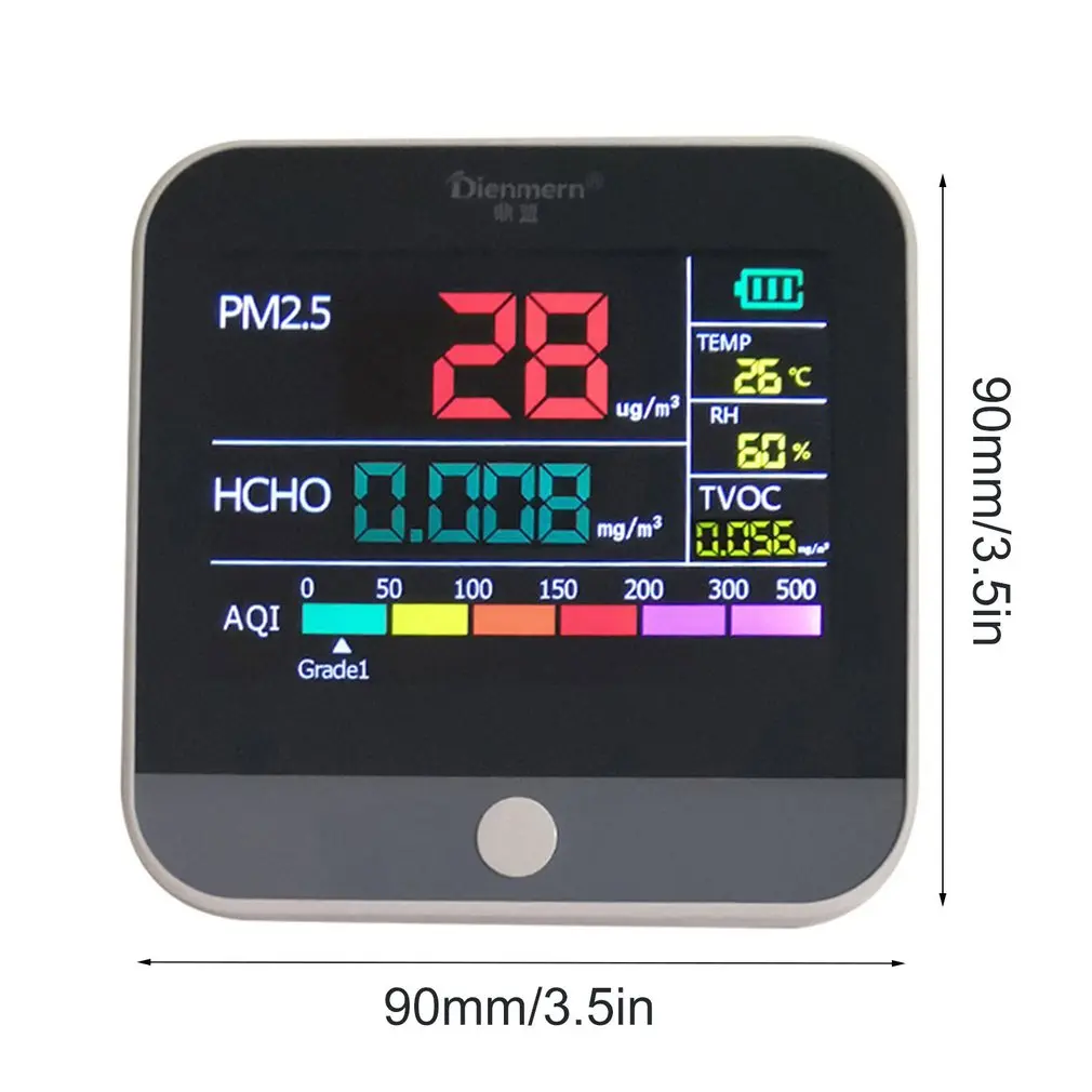 AQI качества воздуха анализатор PM2.5/HCHO/TVOC Температура Влажности Монитор-детектор газа анализатор измерительный инструмент счетчик смога