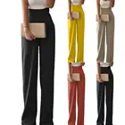 Женский сексуальный однотонный комбинезон на бретелях-спагетти в стиле пэчворк с широкими штанинами Повседневный длинный брючный костюм без рукавов