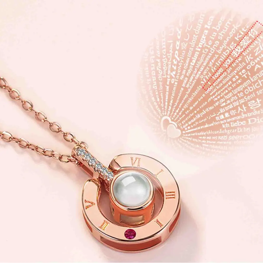 

I Love You Necklace 100 Languages Heart Love Necklace Love Memory Projection Pendant Necklace for Women Gifts for Mother's Day