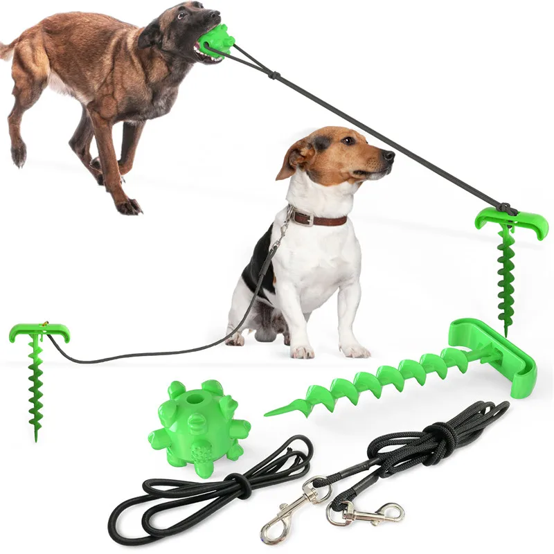 

Training Stakes Portable Dog Leash Pile Tie-Out Stick Chew Toy Elasticity Chain for Outdoor Camping Backyard pet leash