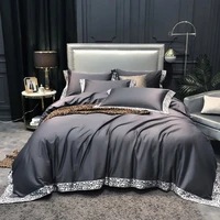 simple style long stapled cotton bedding set solid color duvet cover high grade sheet pillowcase satin fine king queen 4 pcs