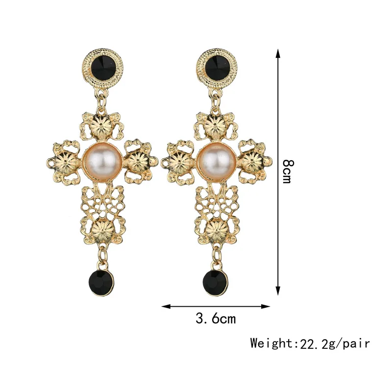 

Retro Punk Cross Hollow Earrings Temperament Fashion Zircon Wild Valentine's Day Gift Women's Wedding Jewelry Wholesale