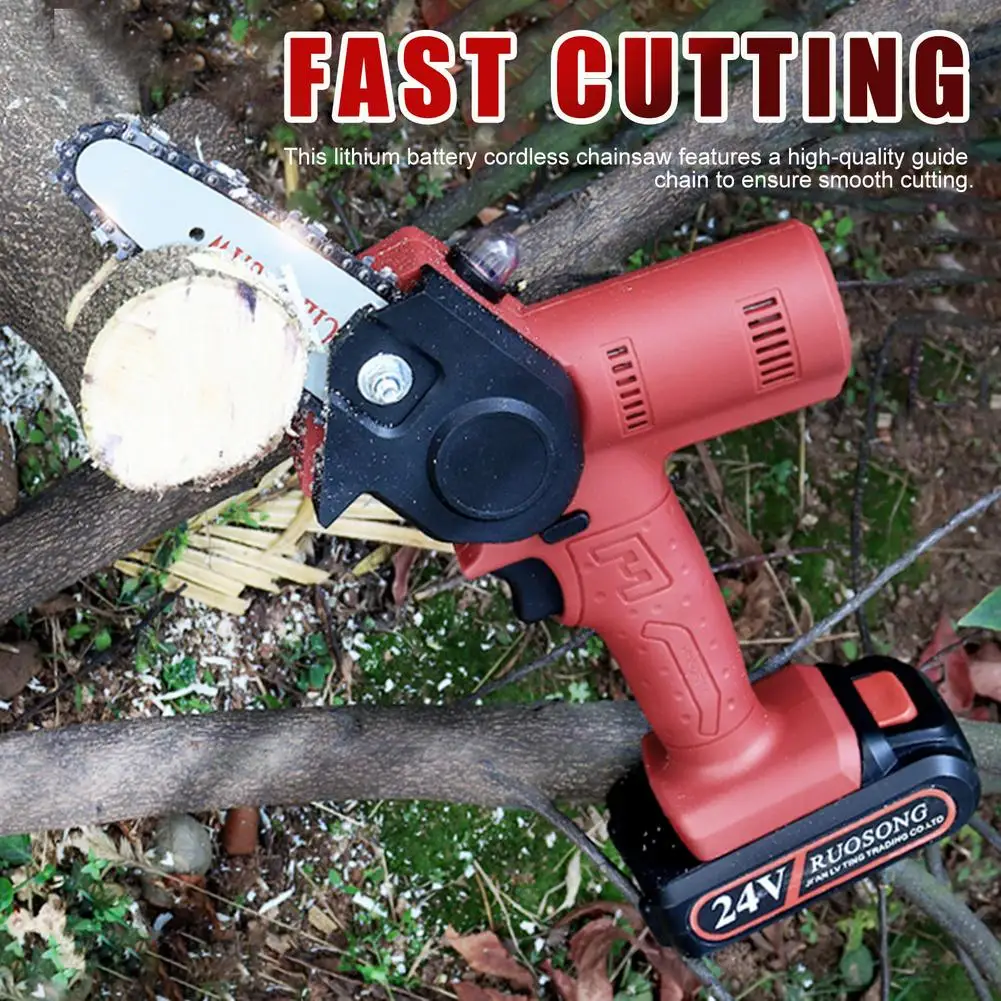 4Inch Handheld Mini Cordless Electric Chainsaw Chargeable Fast Cutting Tree Branch Pruning Chainsaw