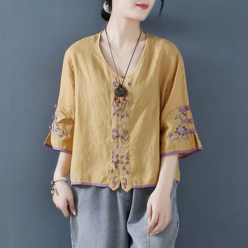 Винтажные Топы в китайском стиле традиционные костюмы для женщин свободная