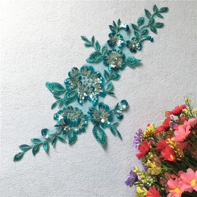 

2 шт., кружевная ткань с вышивкой и блестками, 38 х15 см