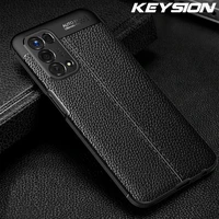 keysion shockproof case for oppo a74 5g a95 a55 a54 a94 4g leather texture soft silicone phone back cover for oppo f19 pro plus