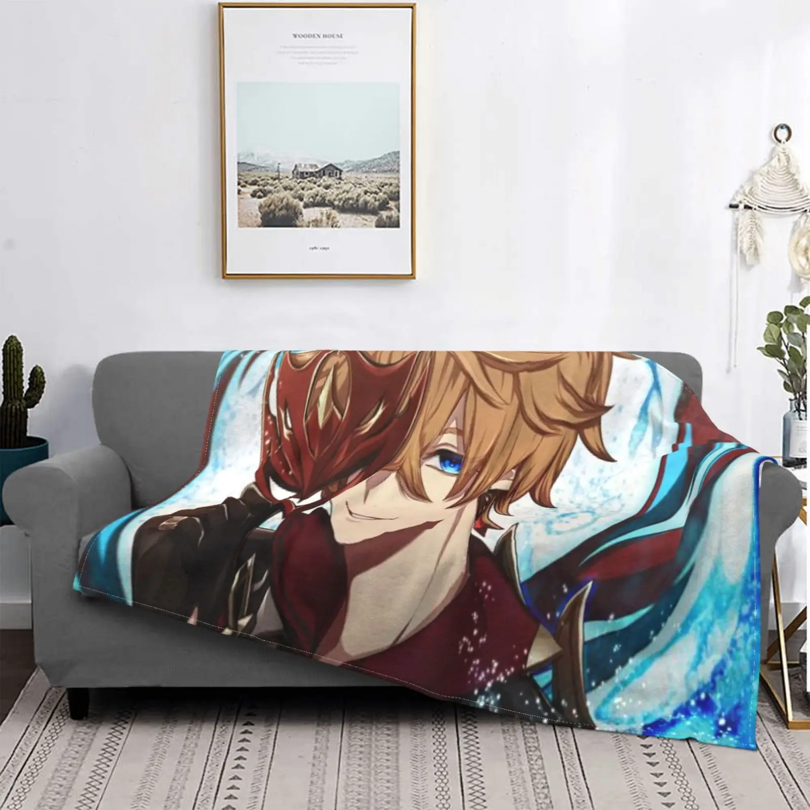 

Childe Genshin Impact Anime Blankets Flannel Soft Warm Travel Throw Blanket for Home Bedroom Indoor Beds Sofa Men Women Kids