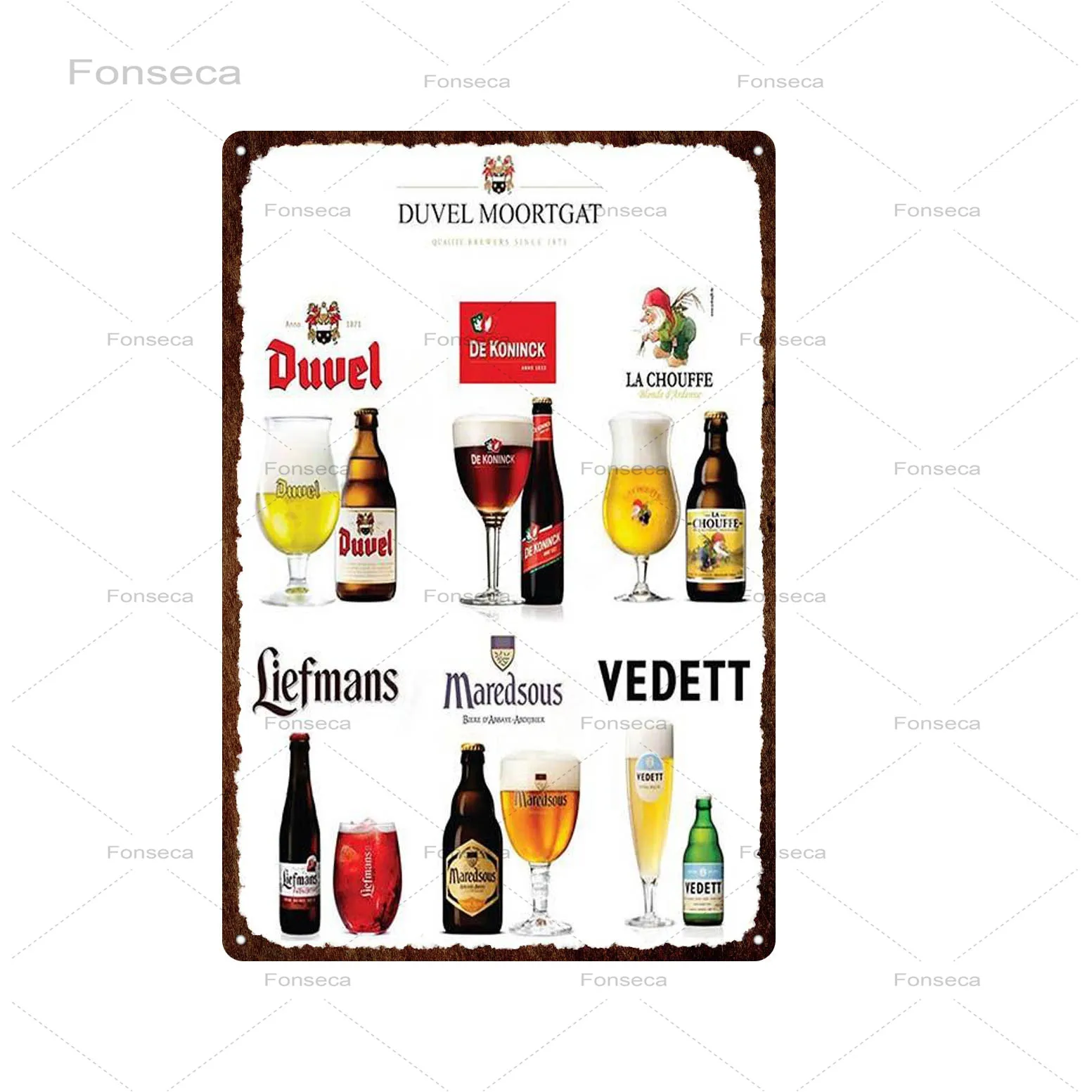 Винтажная декоративная металлическая табличка Duvel пиво оловянный знак бар паб