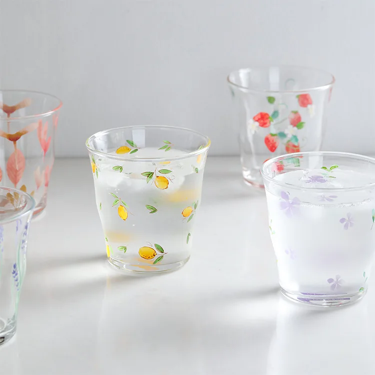 

Creative High Borosilicate Lemon Glass Hand Pinch Pattern Cup Office Drinking Cup Household Milk Cup Glass Drinkware